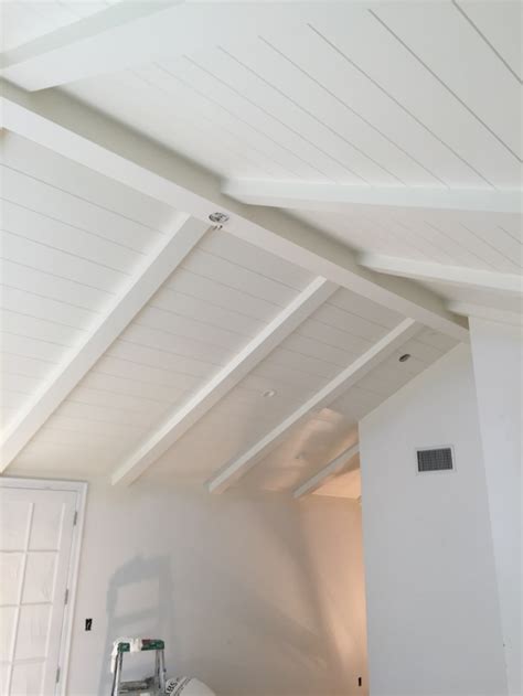 Cathedral Style Tongue And Groove Ceiling With Beams Vaulted Ceiling