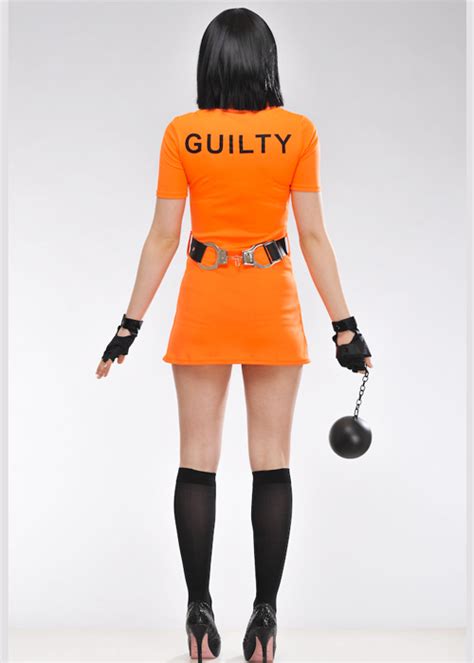 Ladies Sexy Orange Convict Costume Ladies Sexy Orange Convict Costume