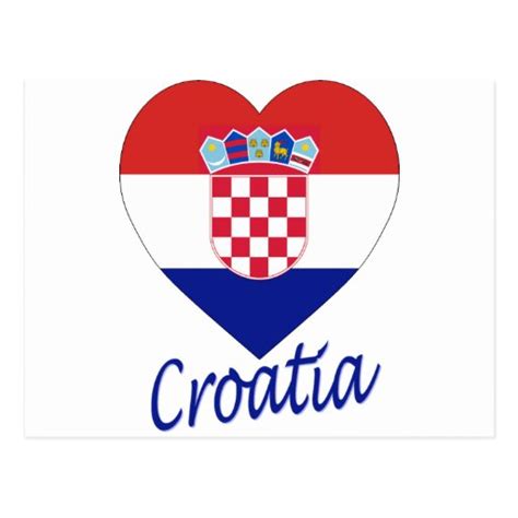 Sie zeigt drei waagerechte streifen in rot, weiß und blau, und in der mitte das. Kroatien-Flaggen-Herz Postkarte | Zazzle