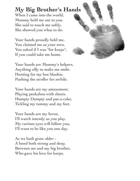 Im Reading My Big Brothers Hands Poem On Scribd Baby Brother Quotes