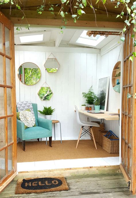 Find ideas and inspiration for tiny house ideas to add to your own home. She Shed? Garden Room? Heaven | Shed decor, Shed interior ...
