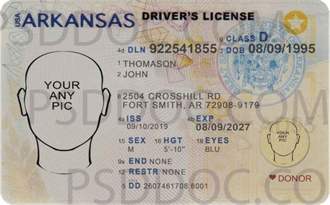 Usa Arkansas Driver License Front Back Sides Psd Store