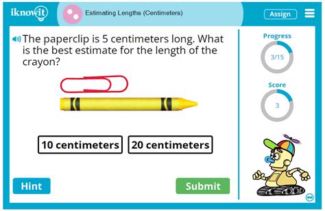 Interactive Math Lesson Estimating Lengths Centimeters