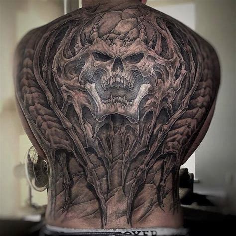 4 Scary Tattoos On Full Back By Greg Nicholson