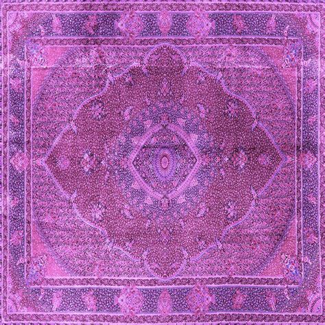 Ahgly Company Indoor Square Medallion Purple Traditional Area Rugs 5