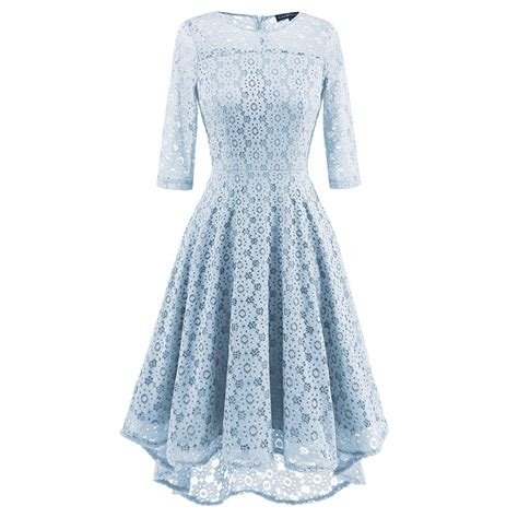 2018 Sexy Women O Neck Floral Lace Pleated Dress Women Three Quarter