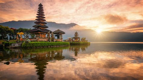 Hindu Temple Pura Ulun Danu Bratan On Bratan Lake Bali Indonesia