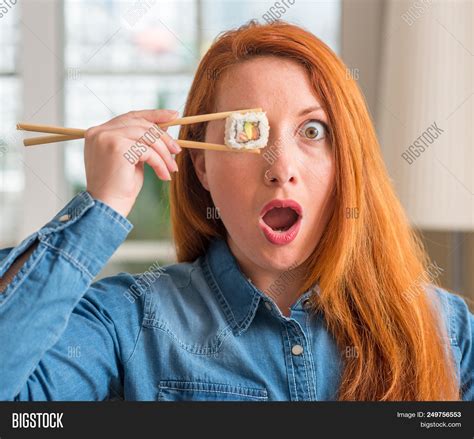Redhead Woman Eating Image And Photo Free Trial Bigstock