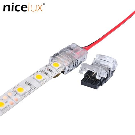 10pcs 2pin LED Strip To Wire Connector For 10mm Single Color IP65