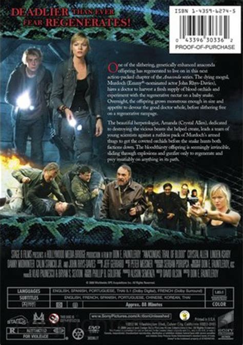 Picking up immediately where anaconda 3 left off, herpetologist amanda hayes finally learns her employer murdoch's true colors when he hires a doctor to harvest a fresh supply of blood orchids to experiment with the. Anacondas: Trail Of Blood (DVD 2009) | DVD Empire
