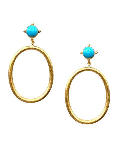 Dina Mackney Gem Hoop Earrings In Turquoise Neiman Marcus