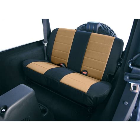 Rugged Ridge 13281 04 Fabric Rear Seat Covers Tan 97 02 Jeep