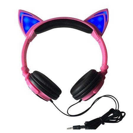 Jamsonic Led Light Up Foldable Cat Ear Headphones Use For Phones Pc