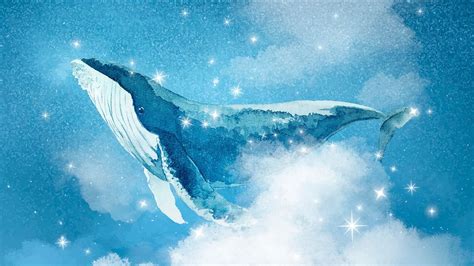 Blue Computer Wallpaper Aesthetic Whale Premium Photo Illustration