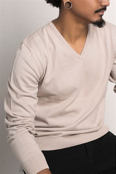 Suéter Masculino De Algodão Peruano Com Gola V Mysweater