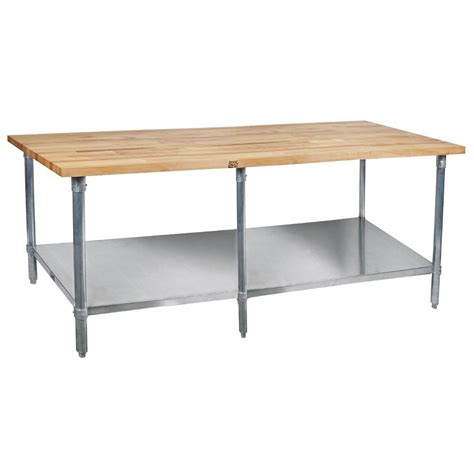 John Boos Stainless Steel Maple Top Work Table With Shelf 96l X 30w