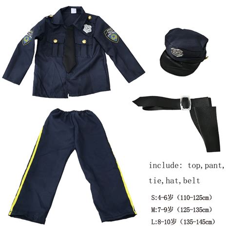 Police Officer Costume Kids Halloween Cosplay Boys Girls Outfit