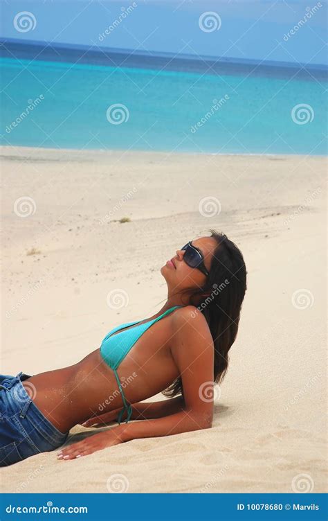 Woman Lie On The Beach Stock Photo Image Of Rest Summer