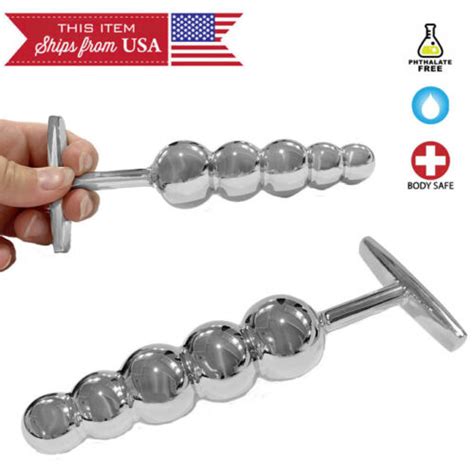 Anal Sex Metal Butt Plug Stainless Steel Deep Graduated Bead Probe Whandle Usa Ebay