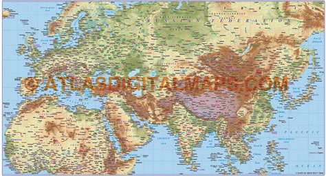 Digital Vector Europe Asia North Africa Large Relief Map In Illustrator