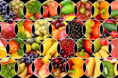 Collage Of Fresh Fruits And Vegetables Stock Image Image Of Apple