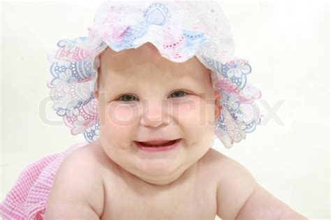 Cute Baby Girl Over White Stock Photo Colourbox