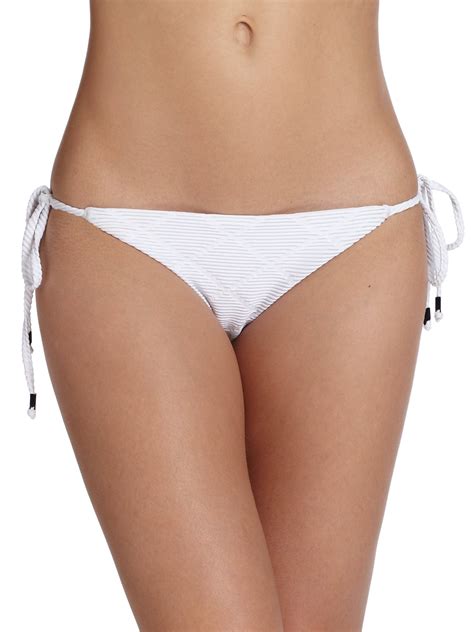 Lyst Shoshanna Diamond Textured String Bikini Bottom In White My XXX
