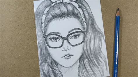How To Draw A Girl Face With Glasses Step By Step Pencil