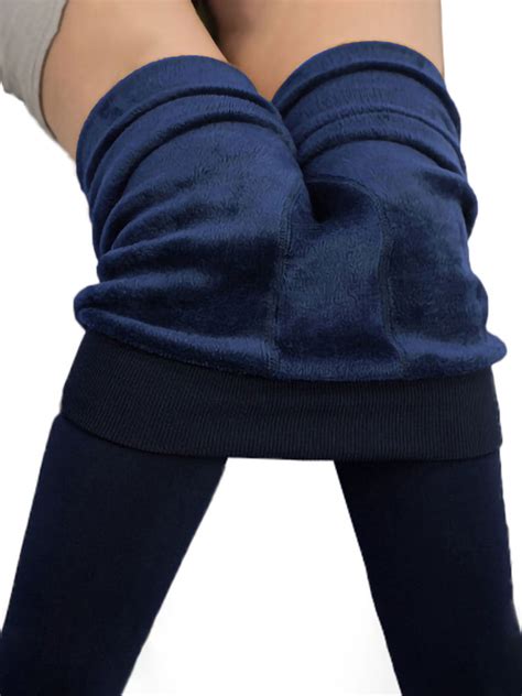Plus Velvet Fleece Lined Leggings For Women Winter Warm Stretchy Slim Skinny Thermal Full Length