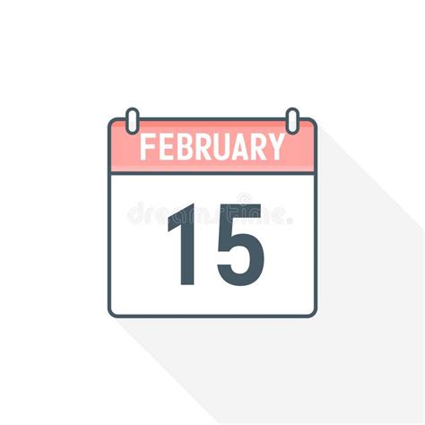15th February Calendar Icon February 15 Calendar Date Month Icon