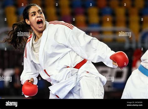 Sohila Abouismail Red Of Team Egypt At Woman S Karate Kumite 68 Kg During Day Two Of Karate1