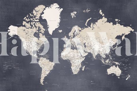 Detailed World Map Glyn Tapet Fototapet Happywall