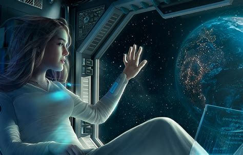 Wallpaper Space Girl Fantasy Earth Computer Science Fiction Stars