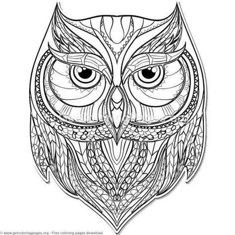 Patterned Zentangle Owl Coloring Pages Free Instant Download Coloring
