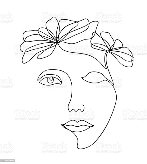 3 botanical and flower line drawings. Vector Illustration Of One Line Drawing Abstract Beautiful ...