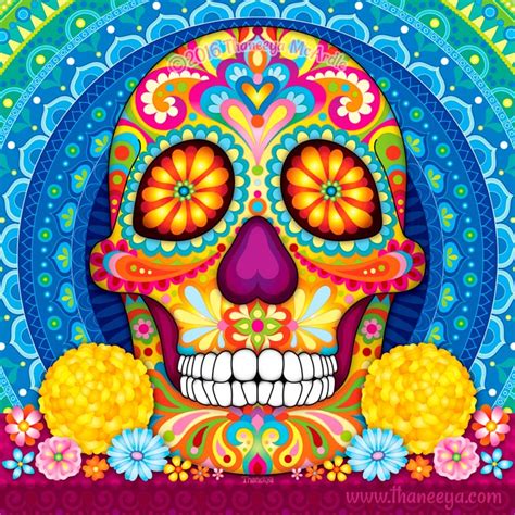 Day Of The Dead Art A Gallery Of Colorful Skull Art Celebrating Dia De