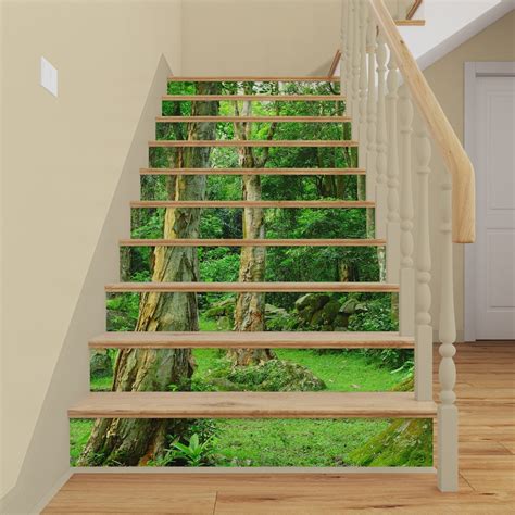 Jungle Forest Stairs Mural Peel And Stick Stair Risers Decal Etsy