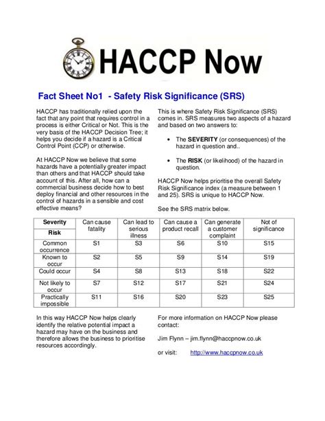 Haccp Fact Sheet 1 Risk Assessment