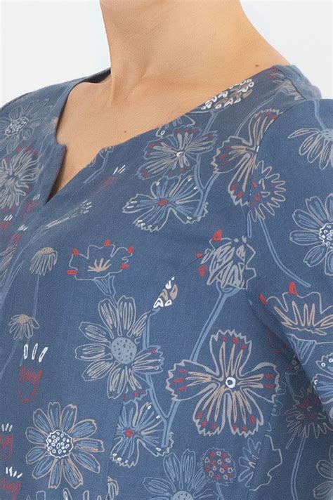 Womens Seasalt Top Blue Blazing Star Floral Print Pockets Ladies