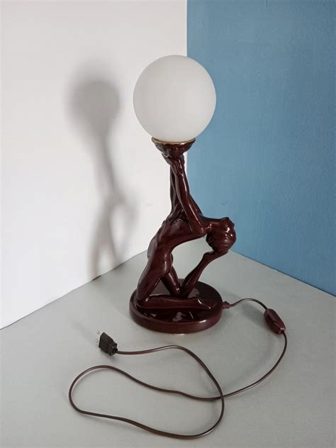 Brown Ceramic Women Nude Table Lamp Mid Century Female Figure Etsy