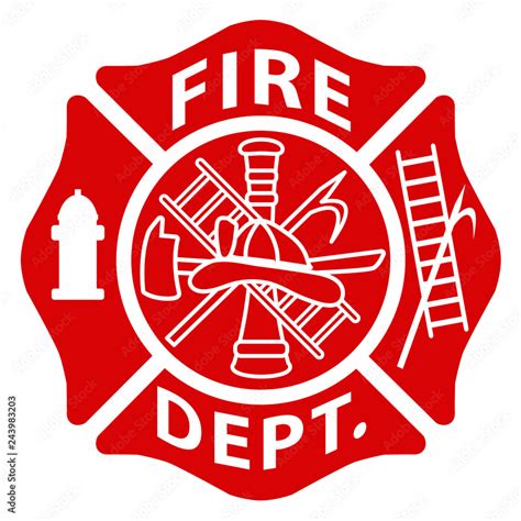 Fire Department Emblem St Florian Maltese Cross Red With White Outline