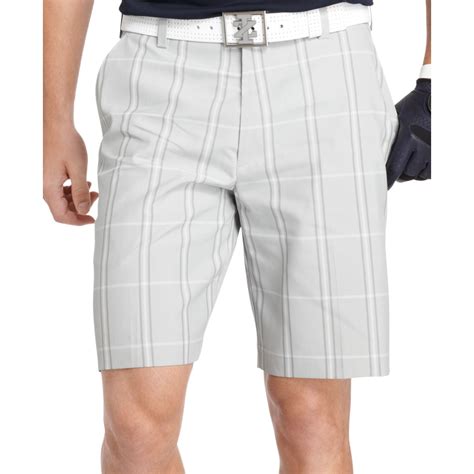 Lyst Izod Golf Flat Front Plaid Performance Shorts In Gray For Men