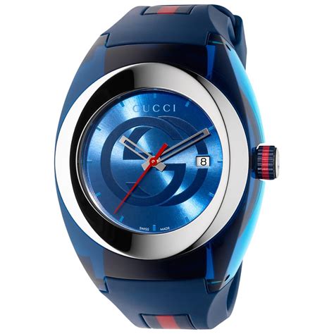 Gucci Synthetic Unisex Sync Rubber Strap Sport Watch 46mm In Blue For