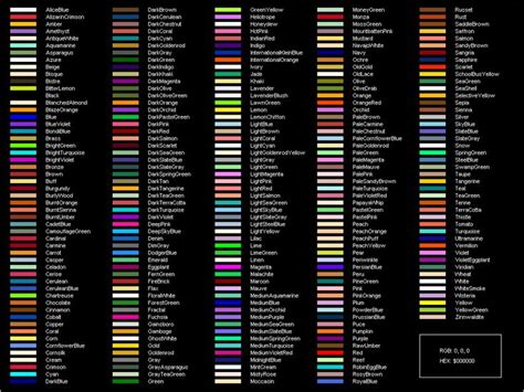 Names Of Colors All Colours Name Color Photoshop Css Color Names