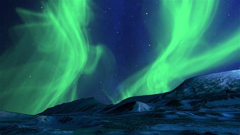 Hermosa Animación De La Aurora Boreal Luces Verdes Aurora Boreal En