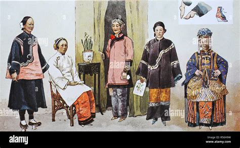 Clothes Fashion In China Around The 19th Century Illustration China