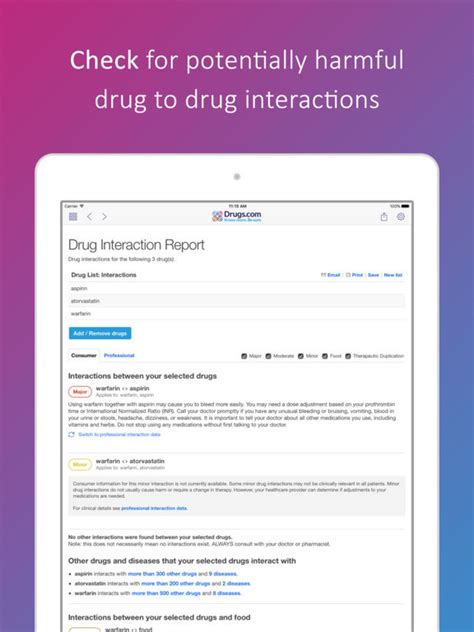 Mpr mobile app now offers a drug interactions checker on the apple ios (iphone, ipad, ipod touch) and android platforms. Drugs.com Medication Guide screenshot