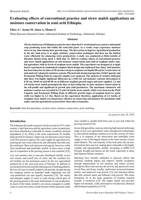 Pdf Evaluating Effects Of Conventional Practice And Straw Mulch