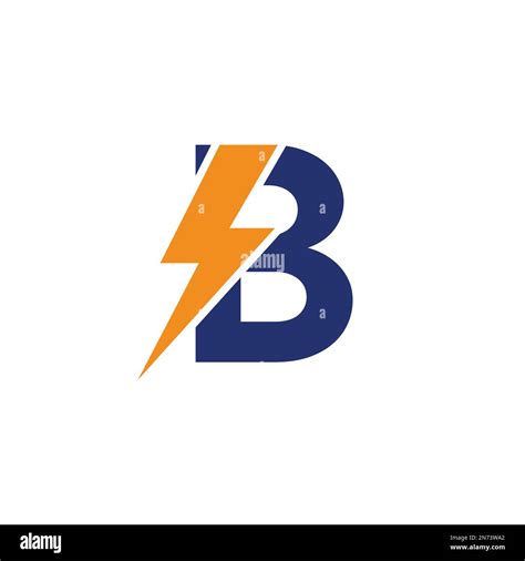 B Letter Logo With Lightning Thunder Bolt Vector Design Electric Bolt