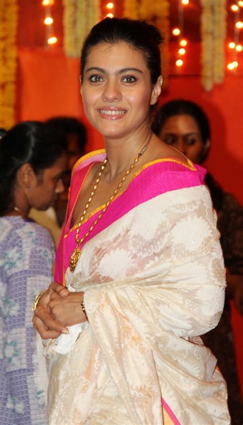 Actress Kajol In Traditional White Saree At Durga Puja Celebrations Cinehub